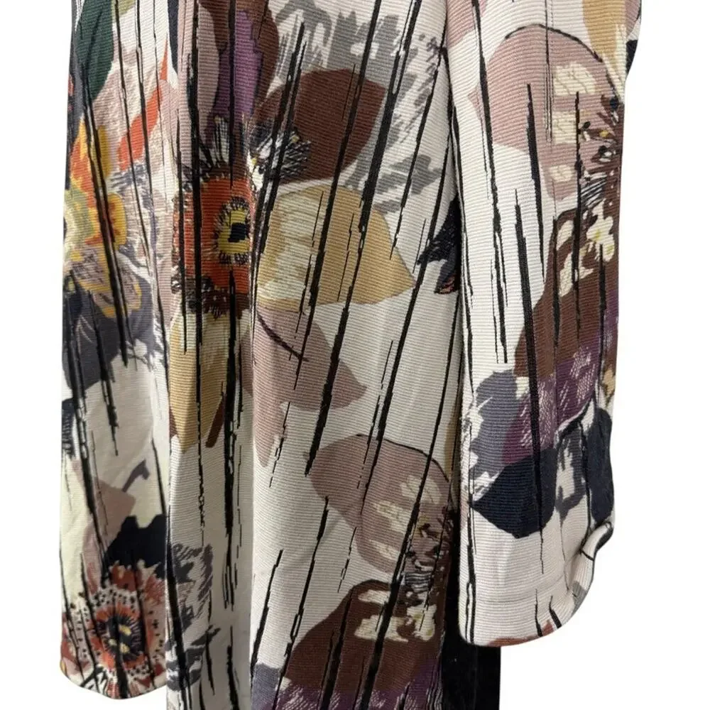 John Mark Womens Floral Long Sleeve Oversized Longline Pullover Sweater sz M